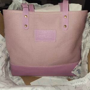 Portland Leather Lavender Canvas and Leather Tote